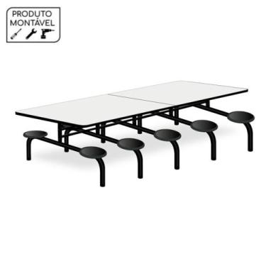Imagem de Mesa p/ Refeitório Fixo 10 Lugares MDF BRANCO DE 25 MM POLLO MÓVEIS 50