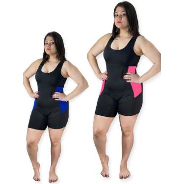 Imagem de Kit Maio Macaquinho Hidroginástica Natação Pink e Azul Touca Acompanha