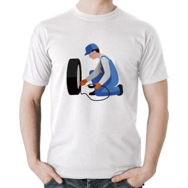 Imagem de Camiseta Algodão Borracharia - Foca na Moda, Branco, GGG