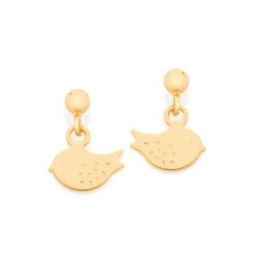 Imagem de Brinco Rommanel Folheado Ouro Pássaro Adulto/infantil 524095, Dourado