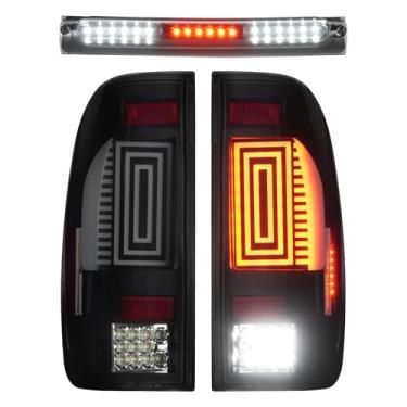 Imagem de Luz traseira de LED + 3º kit de luz de freio adequado para Ford F150 1997-2003, para F150 Heritage 2004, lanternas traseiras laterais do motorista e do passageiro, lente fumê 3 peças