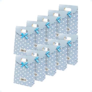 Imagem de Kit 10 Sacola De Papel Lembrancinha Embalagem Presente 18x23 - Hxt, Az