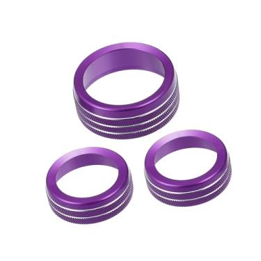 Imagem de REPAIROCK Decalques de maçanetas de ar condicionado de carro capa de botão de interruptor de rádio AC para Dodge Durango 2014-2020 para Jeep Cherokee Grand Cherokee 2014-2021 roxo (conjunto de 3)