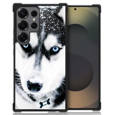 Imagem de CARLOCA Capa compatível com Samsung Galaxy S25 Ultra, design para meninas à prova de choque antiarranhões capa traseira rígida PC padrão moderno focinheira de cachorro Husky olho azul