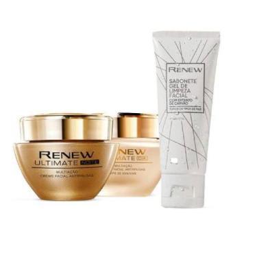 Imagem de Kit avon renew ultimate dia e noite + gel de limpeza renew cuidado fac