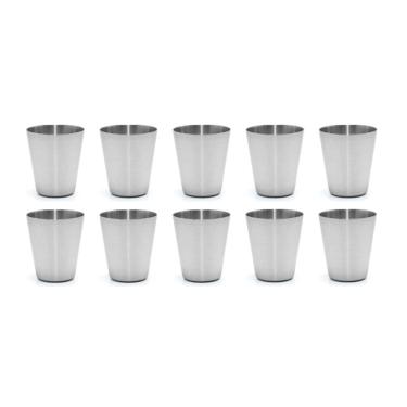 Imagem de Copo Mini Aço Inox 30ml Cafe Molho Sobremesa Aperitivo 10un