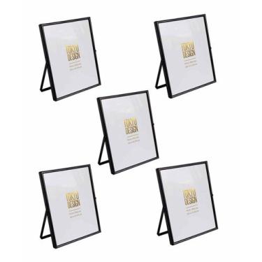 Imagem de Kit 5 Porta Retrato em Metal e Vidro para Foto 15x20 Preto - Tokyo Des