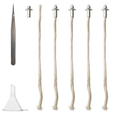 Imagem de GXFCCYXT 5 Peças De Suporte Tubo Alumínio 1/2 Polegada Diâmetro, Pavio Substituição Para Tocha Algodão Com Pinça E Funil Lubrificação Lâmpada Vela, Óleo Pequeno, Álcool Ou Lâmpadas Faça Você Mesmo