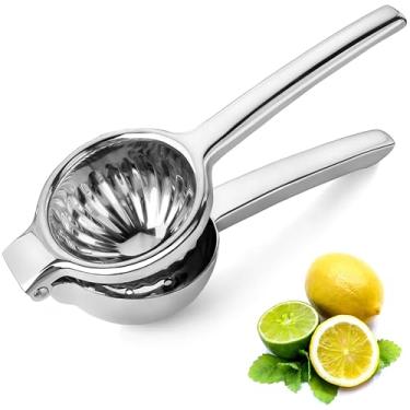Imagem de Espremedor de limão portátil de aço inoxidável – Espremedor de frutas cítricas manual resistente para limão, limão e laranjas pequenas – Espremedor de limão e limão à prova de ferrugem de aço