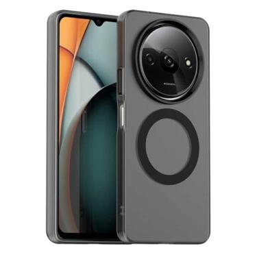 Imagem de Capa compatível com Redmi A3 4G/A3x 4G, suporta carregamento sem fio, capa magnética à prova de choque, compatível com Xiaomi Xiaomi Poco C61 4G capa preta