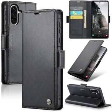 Imagem de Capa Carteira Com Compartimentos para Cartão de Crédito, Dinheiro, Documentos com Fechamento Magnético para o Samsung Galaxy A56 - Cor: Preto