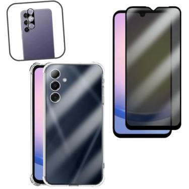 Imagem de Kit de Proteção para Samsung Galaxy A25, Capa Transparente Anti-Impacto + Película de Privacidade 3D + Protetor de Lente da Câmera