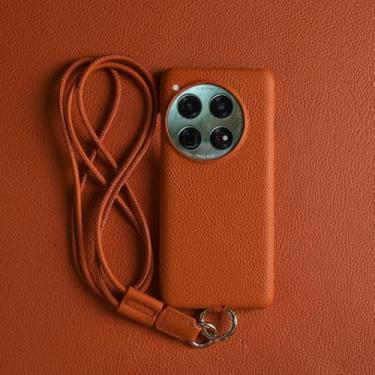 Imagem de Capa de couro de luxo para OnePlus 13 12 10Pro 11R 9Pro 10T 12R, alça transversal, cordão, capa de telefone, laranja, para OnePlus Ace 2
