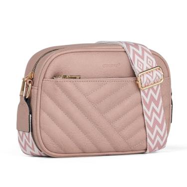 Imagem de TAN.TOMI Bolsa transversal feminina de couro vegano com alça ajustável, Rosa empoeirado