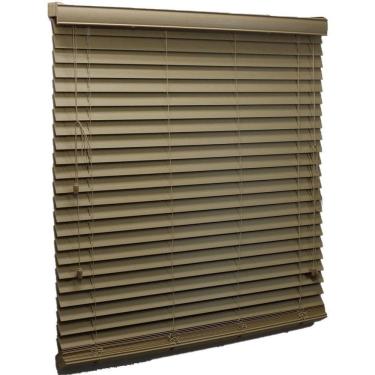 Imagem de Persiana Horizontal Pvc Bege 80X160Cm C/Bandô Madeira Luxo