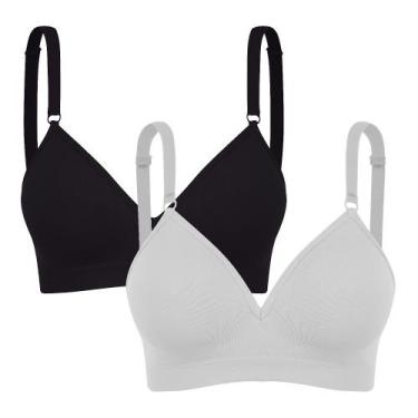 Imagem de Kit 2 sutiã  trifil daily com bojo reforçado sem costura, G, Preto com