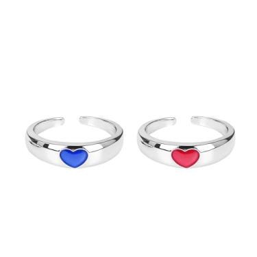 Imagem de yuruyi Anéis combinando para casais - Design de coração romântico | Conjuntos de alianças de noivado ajustáveis para ele e para ela, presentes de Dia dos Namorados, Cobre, Zircônia cúbica