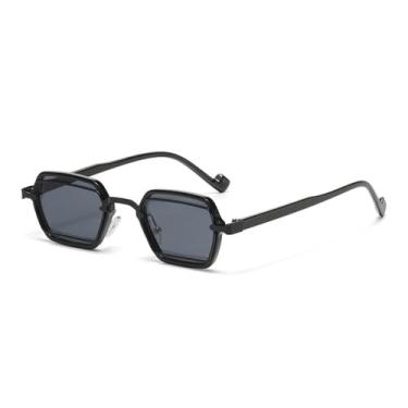 Imagem de Óculos de sol retrô punk pequeno feminino, óculos de sol UV400, lentes transparentes, armação anti-luz azul masculina, C