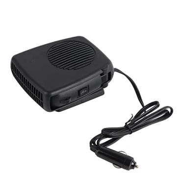 Imagem de Ventilador elétrico de aquecedor de carro 150W 24V com função de aquecimento e resfriamento Rotação de 360 graus Dissipação de calor rápida para carros, caminhões, material ABS preto 12 x 13 x 8,2 cm