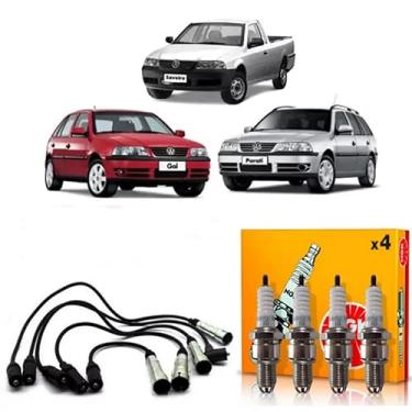 Imagem de Kit de Velas e Cabos de Velas Vw Gol Saveiro Parati 1997 À 2002 1.6 1.8 2.0 AP/MI ILMV18 - NGK