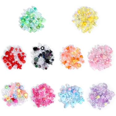 Imagem de 260 – 320 peças de contas de acrílico para fazer pulseiras com laço fofo coração urso estrela kit 6 cores para fazer joias colar DIY chaveiro (10 cores)