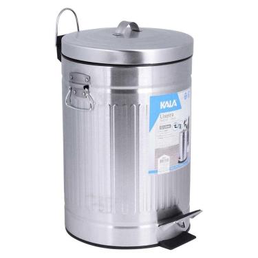 Imagem de Lixeira Retrô Com Balde Removível 12L Inox Kala