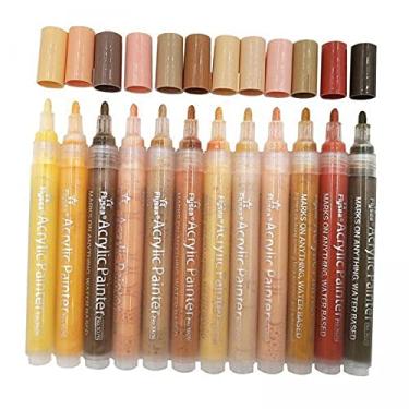 Imagem de barenx 2 canetas marcadoras acrílicas à base de água, 12 cores, caneta de pintura em tela de pedra DIY 3 mm