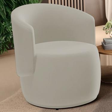 Imagem de Poltrona Decorativa Aisha Orgânica Veludo Bege Claro - Desk Design