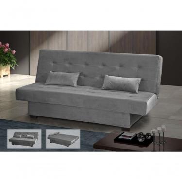 Imagem de Sofá Cama Casal 3 Lugares Laila - Veludo Chumbo