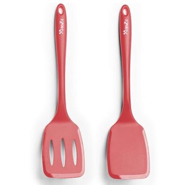 Imagem de Conjunto de espátulas de silicone resistente ao calor de 315 °C, espátulas de cozinha de 34,5 cm para panelas antiaderentes, espátulas flexíveis com bordas finas, utensílios de cozinha sem costura