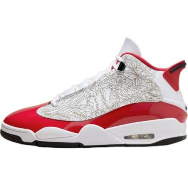 Imagem de Nike Tênis de basquete masculino, tamanho 43, Branco Preto Neutro Cinza Vermelho Verdadeiro, 43