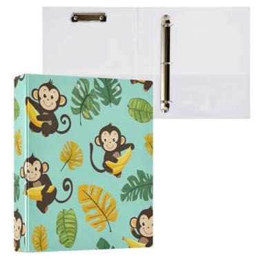 Imagem de Wassud Lindo fichário de macaco com clipe organizador de 3 anéis com fichário decorativo de bolso transparente A4 suporte de documentos para escritório, casa, 1 pacote