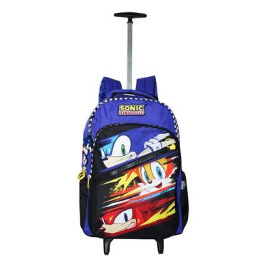 Imagem de Mochila Team Sonic Filme Juvenil Escolar Rodinhas Meninos - Luxcel