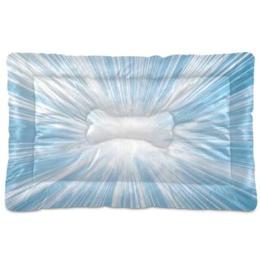 Imagem de Wassud White Lines Cama de cachorro grande para cães ao ar livre tapete lavável para animais de estimação cama de gato para dormir viagens 91 x 61 cm