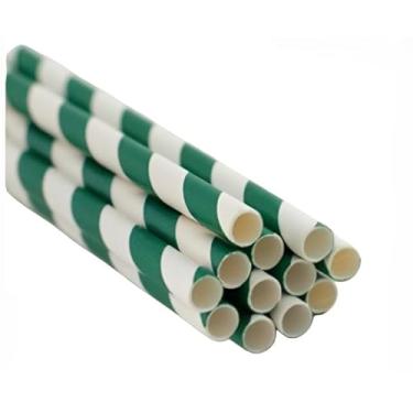 Imagem de Canudos De Papel Estampas Para Festa, Drinks, E Topo De Bolos Resistente e Biodegradável 20 cm Para Carnavais Festas Familiares E Eventos Tropicais Brasileiros(Listrado Verde,25 Unidades)