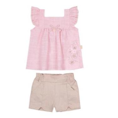 Imagem de Conjunto Bebê Menina Blusa Bordada + Shorts Paraiso 15430-Feminino