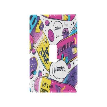 Imagem de Kigai Placa de interruptor de luz alternada, placas de parede modernas para skate, placas de cobertura de tomada elétrica, tamanho padrão 11,4 cm x 7 cm