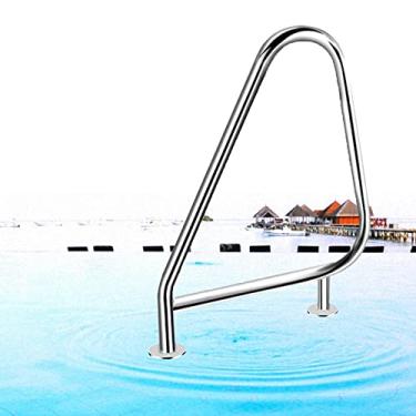 Imagem de Corrimão de piscina com placa de base corrimão de água deck escada trilho de piscina para piscina enterrada, 90 x 56 cm × 81 cm, 1 pç / 2 peças