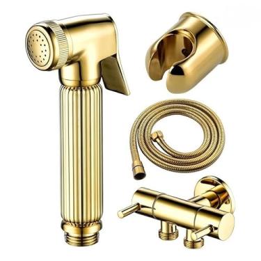 Imagem de Ducha Higienica Dourada Banheiro Brilhante Cor Dourado