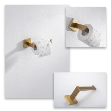 Imagem de Conjunto de ferragens de banheiro, acessórios de banheiro, gancho de roupão preto, toalheiro, barra, prateleira, suporte de papel de tecido, suporte de escova de dentes, ZJF, dourado