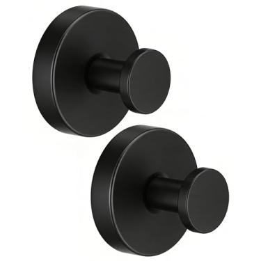 Imagem de WZKALY Ganchos pretos de ventosa para chuveiro, ganchos de roupão de aço inoxidável sem dilatação, ganchos de toalha removíveis com ventosa para banheiro, janela, vidro, porta (2 peças)