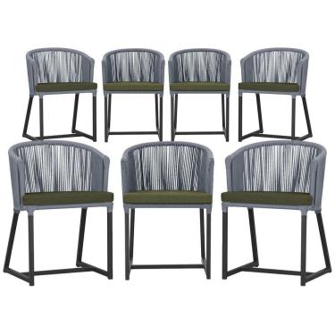Imagem de 7 Cadeiras De Jantar área Noronha Preta E13 Trama  Prata