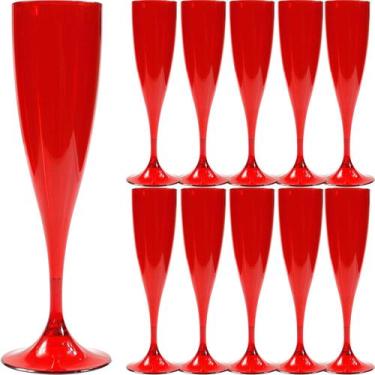 Imagem de 12 Taça Champanhe Vermelha Acrilica 170Ml Alta Qualidade - Jlk Plastic