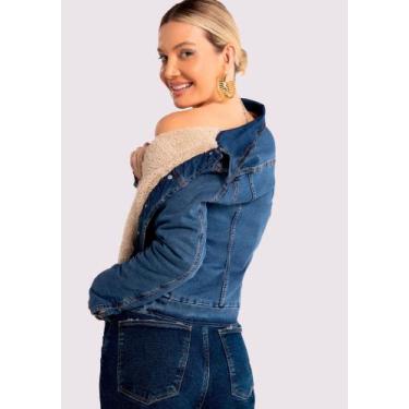Imagem de Jaqueta jeans forrada com pelo carneirinho lunender 20860 - Crispidu M