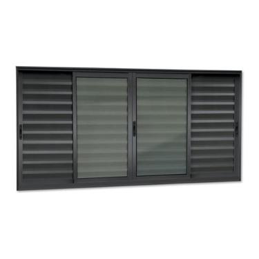Imagem de Veneziana Elite 6 Folhas Moveis 100 x 150 Vidro Liso Preto Brimak
