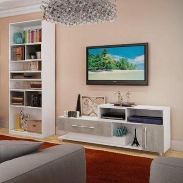 Imagem de Sala de Estar Completa com Rack para TV até 45 Polegadas e Estante Esp
