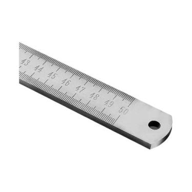 Imagem de Régua De Aço Inoxidável De 50cm Com Ponta Reforçada Para Medição De Em