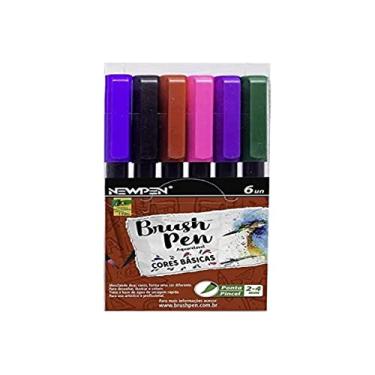 Imagem de Caneta Brush Pen, Newpen, 17.068, Aquarelável, 6 Cores