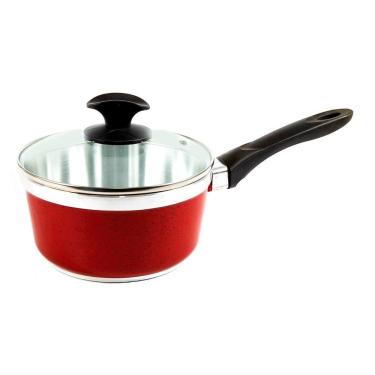 Imagem de Caçarola Panela Alumínio Usinado com Tampa Vermelho CB 20cm