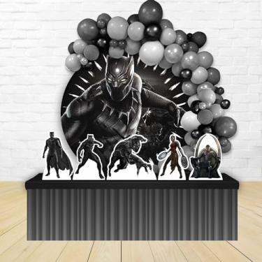 Imagem de Kit Decoração Painel Redondo Festa de Aniversário Infantil Pantera Negra Héroi